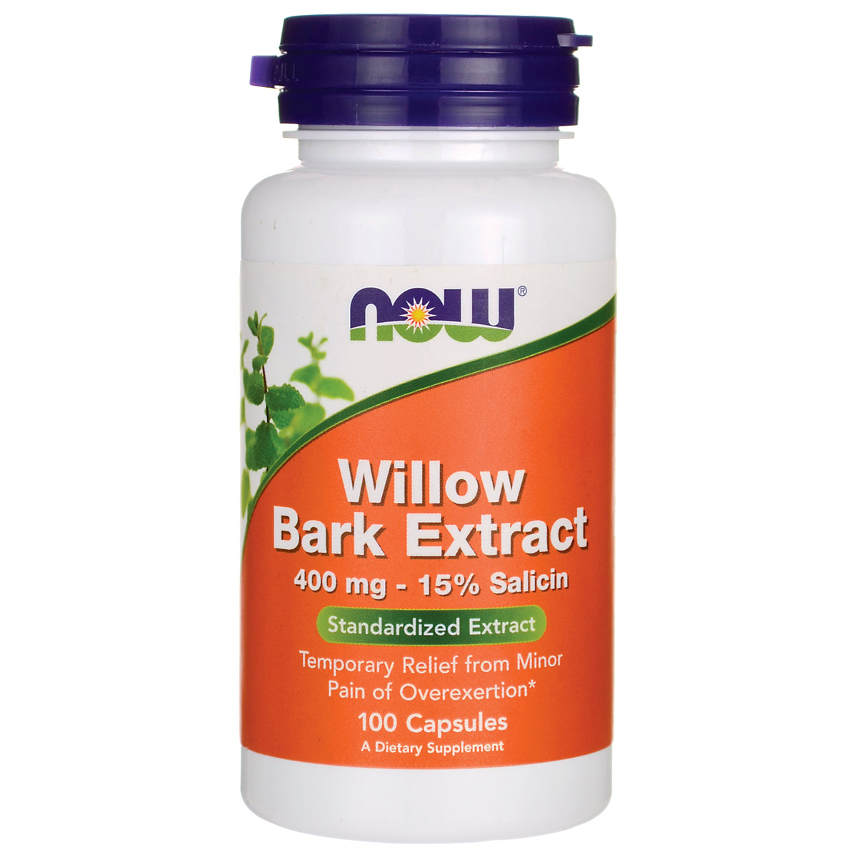 NWF405 | NOW Willow Bark Extract 400 mg 15% Salicin bottle, 100 capsules