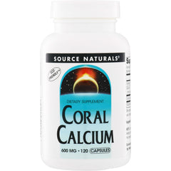 SN286 | Source Naturals Coral Calcium 600 mg, 120 capsules dietary supplement bottle, eco-friendly