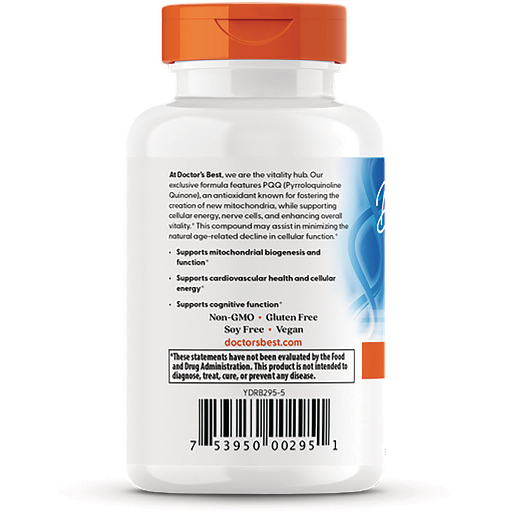 DB208 | Back label of white supplement bottle with orange cap showing product claims, non-GMO and vegan text, barcode, and doctorsbest.com - Thumbnail