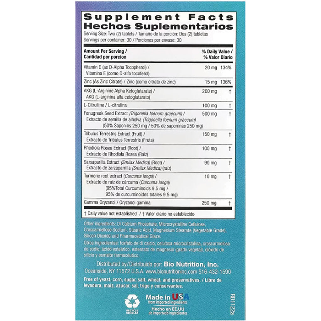 BNN016 | Back panel showing Supplement Facts table and ingredient list in English and Spanish - Thumbnail