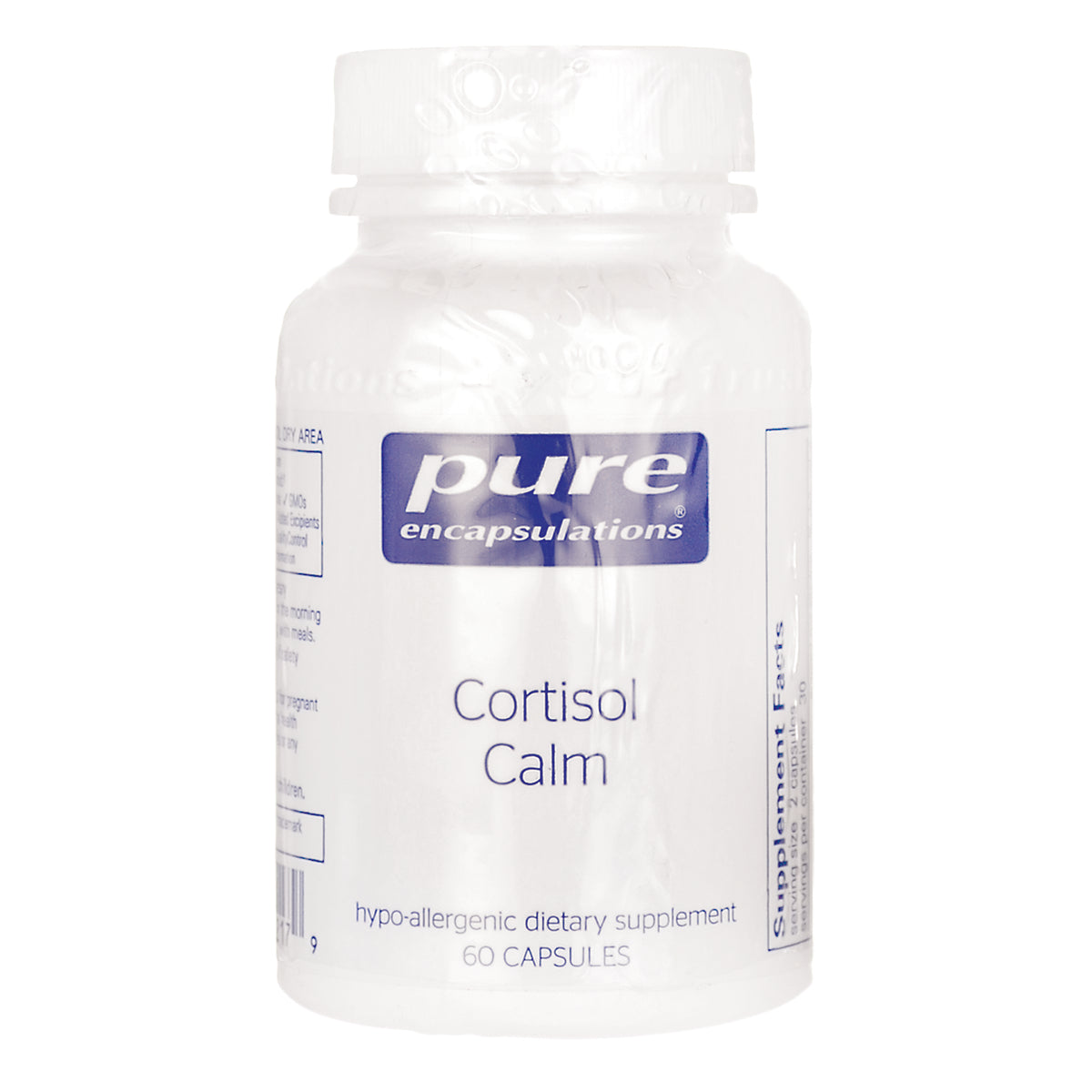 PRN163 | Pure Encapsulations Cortisol Calm white supplement bottle with front label showing 60 CAPSULES