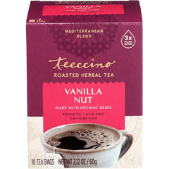 TCN011 | Teeccino Roasted Herbal Tea Vanilla Nut, 10 tea bags, 2.12 oz; prebiotic, acid free, caffeine free