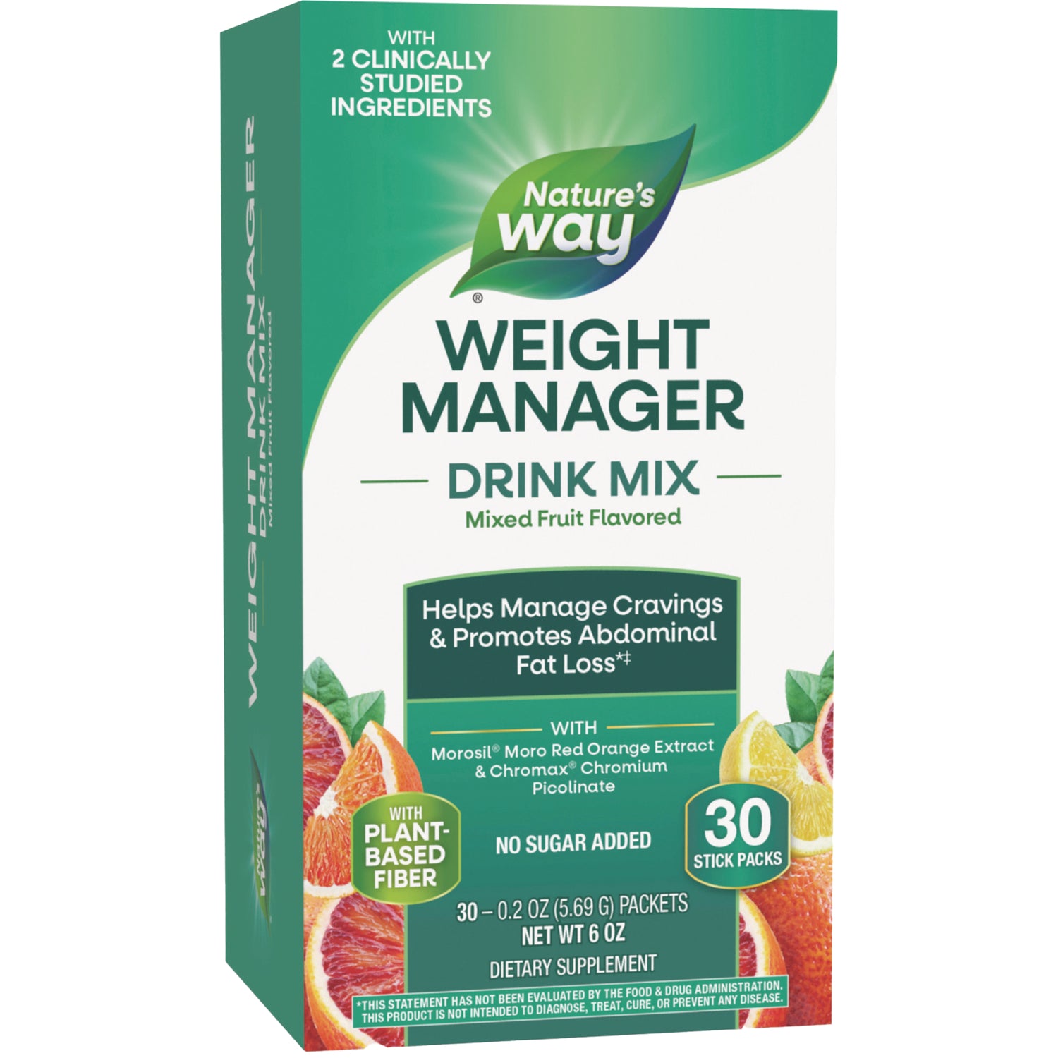 NW1070 | Nature's Way Weight Manager drink mix front of box, mixed fruit flavor, 30 stick packs, no sugar added
