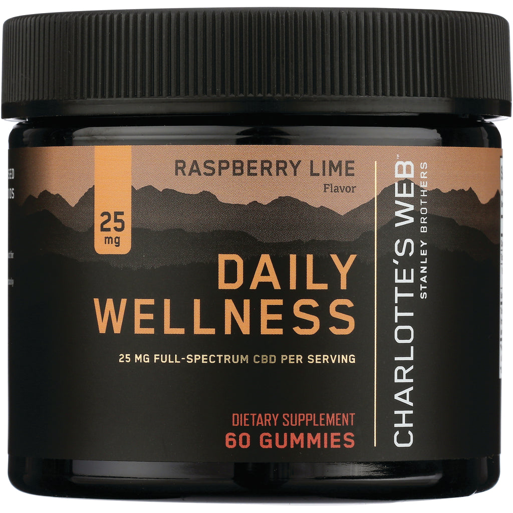 CHW034 | Daily Wellness raspberry lime 60 gummies jar, 25 mg full-spectrum CBD per serving, Charlotte's Web - Thumbnail