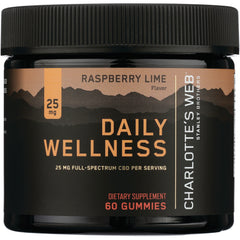 CHW034 | Daily Wellness raspberry lime 60 gummies jar, 25 mg full-spectrum CBD per serving, Charlotte's Web