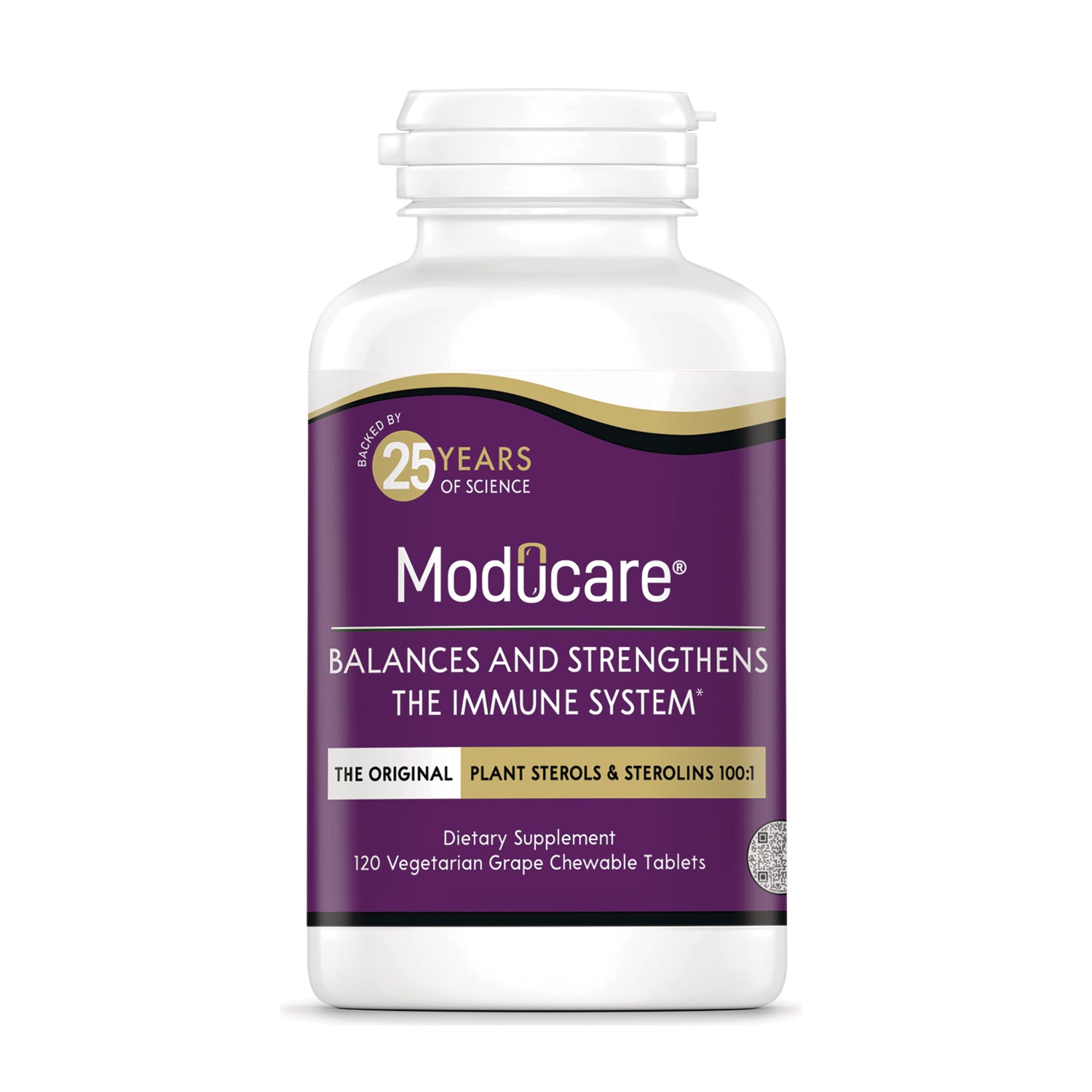 KY086 | Moducare bottle labeled Balances and Strengthens the Immune System, 120 vegetarian grape chewable tablets