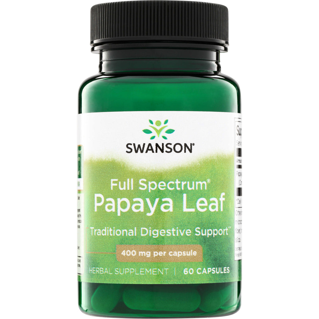 SW1496 | Swanson Full Spectrum Papaya Leaf, Traditional Digestive Support, 400 mg per capsule, 60 capsules - Thumbnail