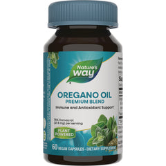 NW630 | Nature's Way Oregano Oil premium blend bottle with label showing 60 vegan capsules