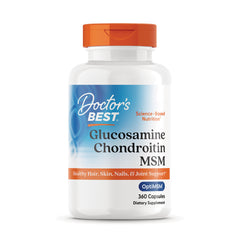 DB238 | Doctor's Best Glucosamine Chondroitin MSM white bottle with orange cap labeled 360 Capsules dietary supplement