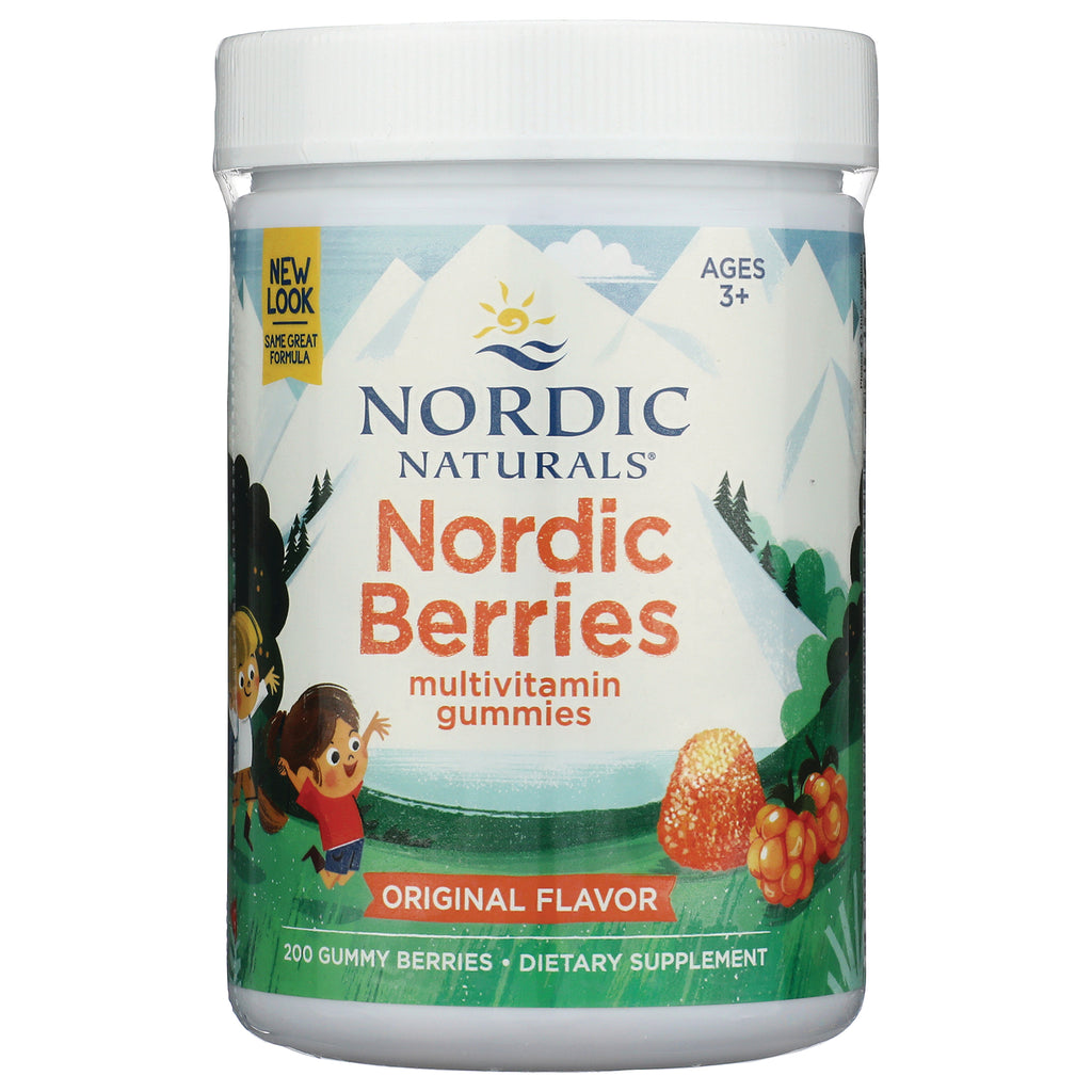 NRN067 | Nordic Naturals Nordic Berries multivitamin gummies bottle, front label with original flavor and cartoon children - Thumbnail