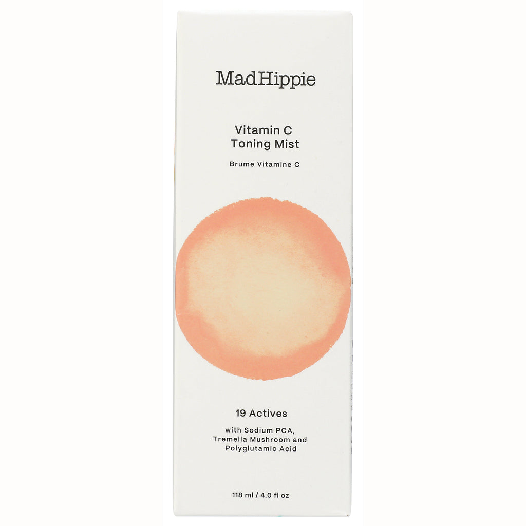HIP009 | MadHippie Vitamin C Toning Mist box with peach circle graphic and printed 118 ml / 4.0 fl oz - Thumbnail