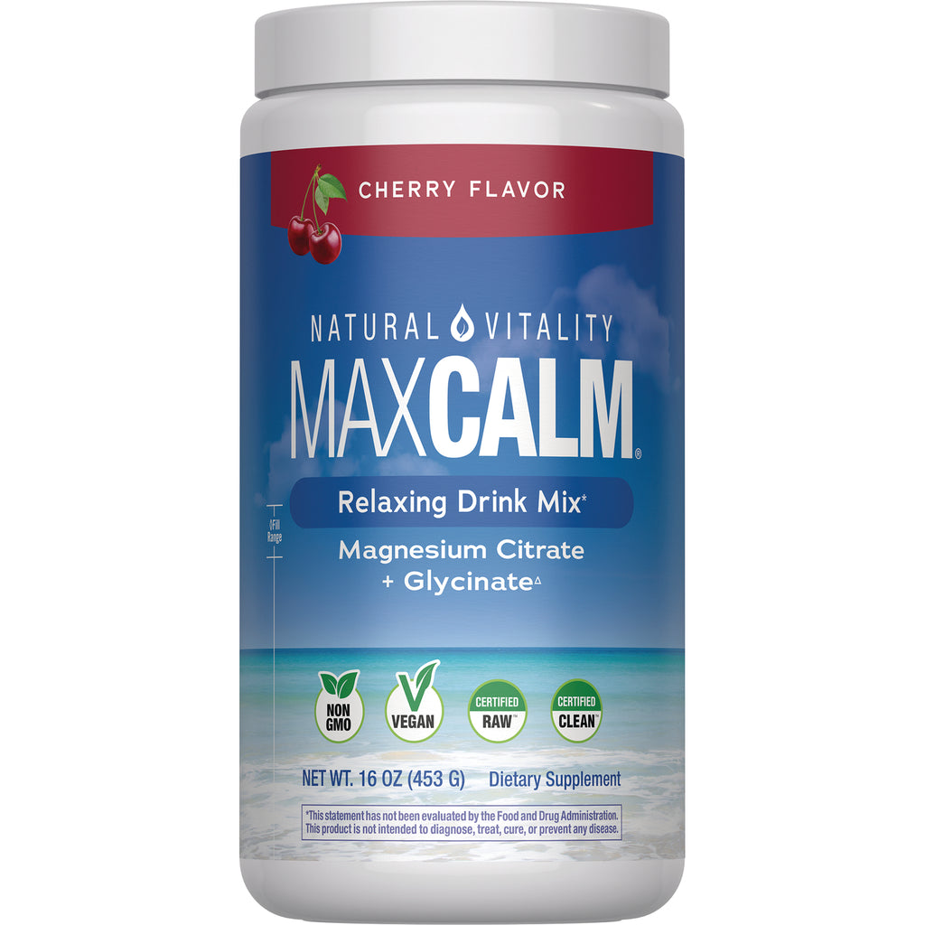 NVT040 | Natural Vitality CALM magnesium supplement, cherry flavor front label - Thumbnail