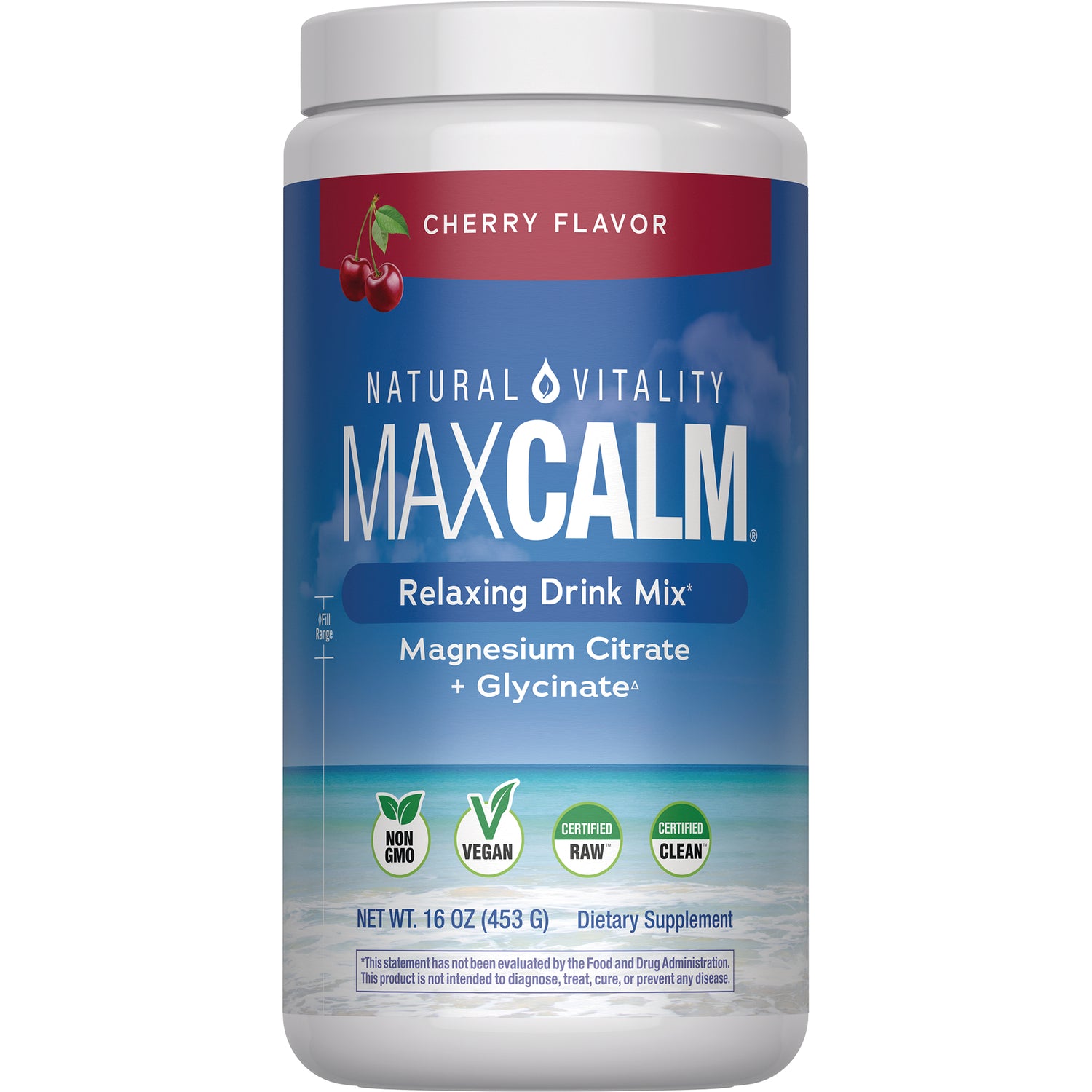 NVT040 | Natural Vitality CALM magnesium supplement, cherry flavor front label