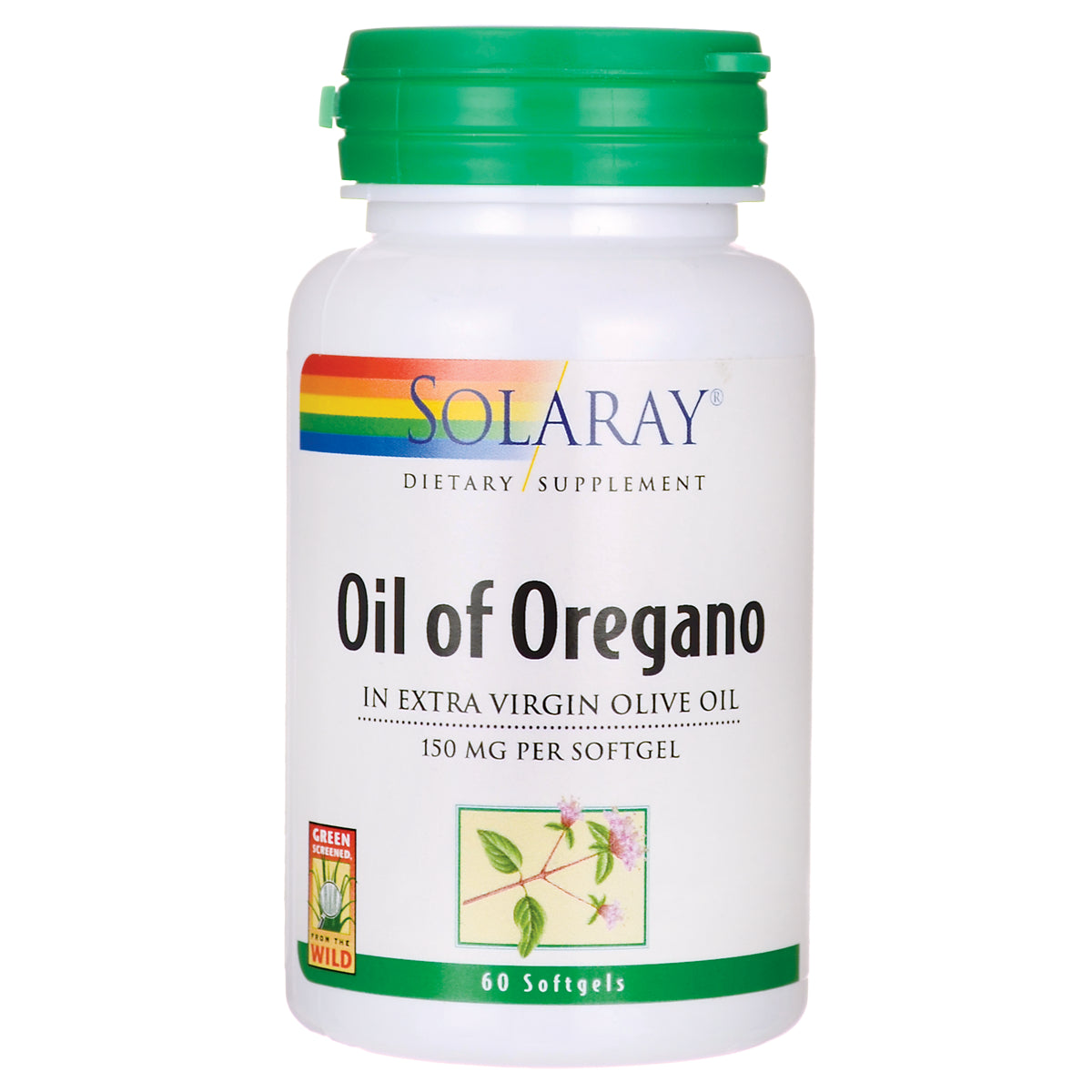 SLR204 | Solaray Oil of Oregano supplement bottle, 150 mg per softgel, 60 softgels