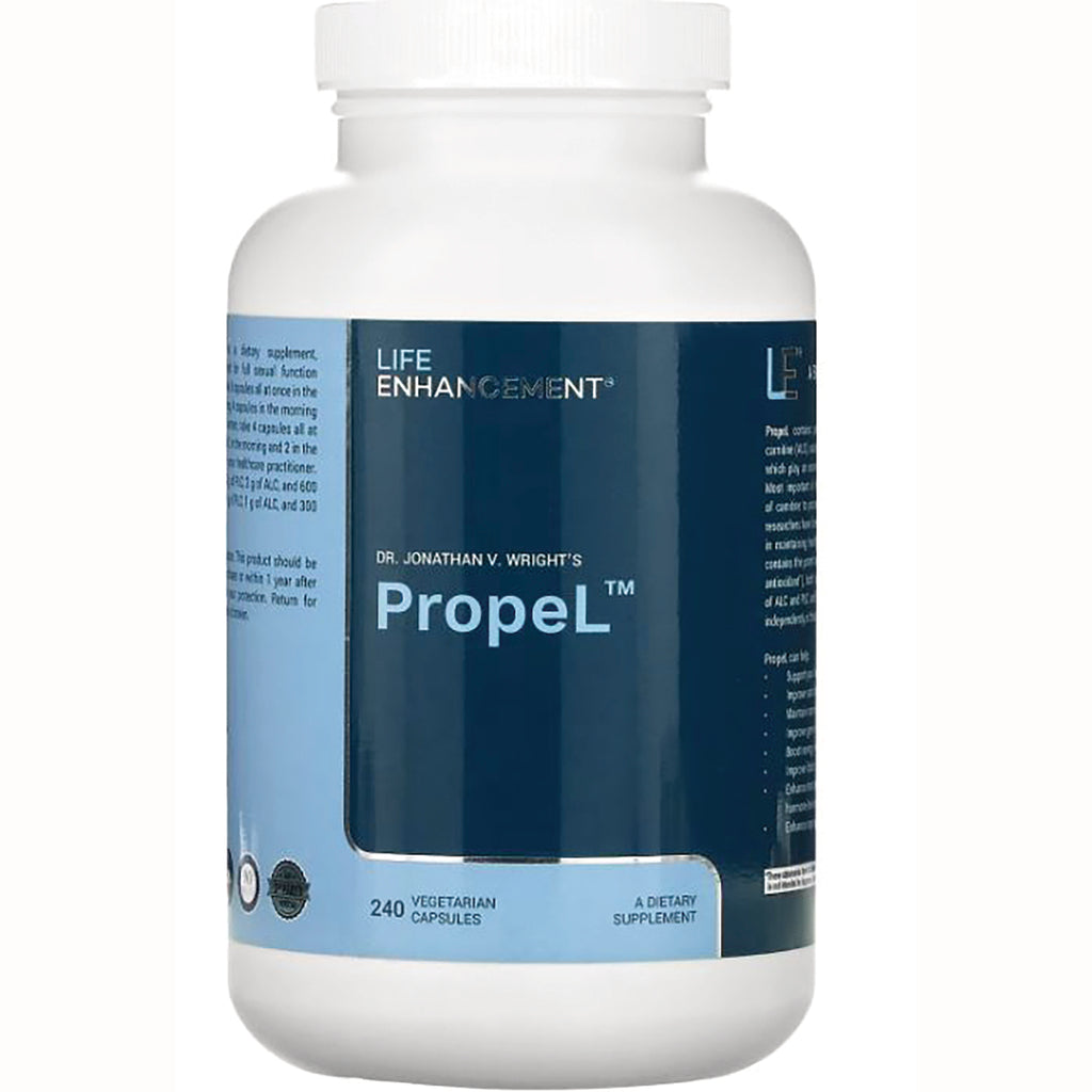 LEN002 | White supplement bottle with blue label reading Propel by Life Enhancement, 240 vegetarian capsules - Thumbnail