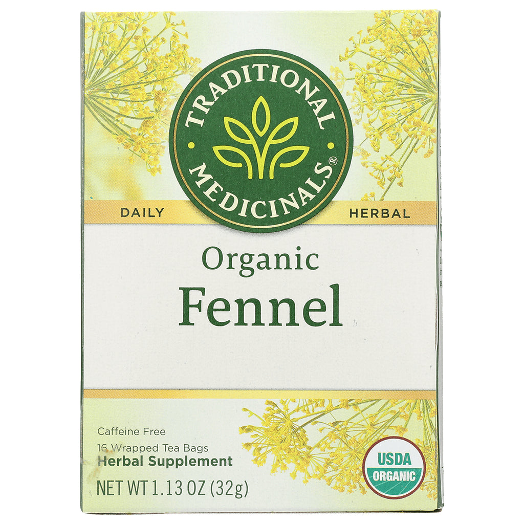 TMD046 | Traditional Medicinals Organic Fennel tea box, caffeine free, 16 wrapped tea bags, USDA Organic - Thumbnail
