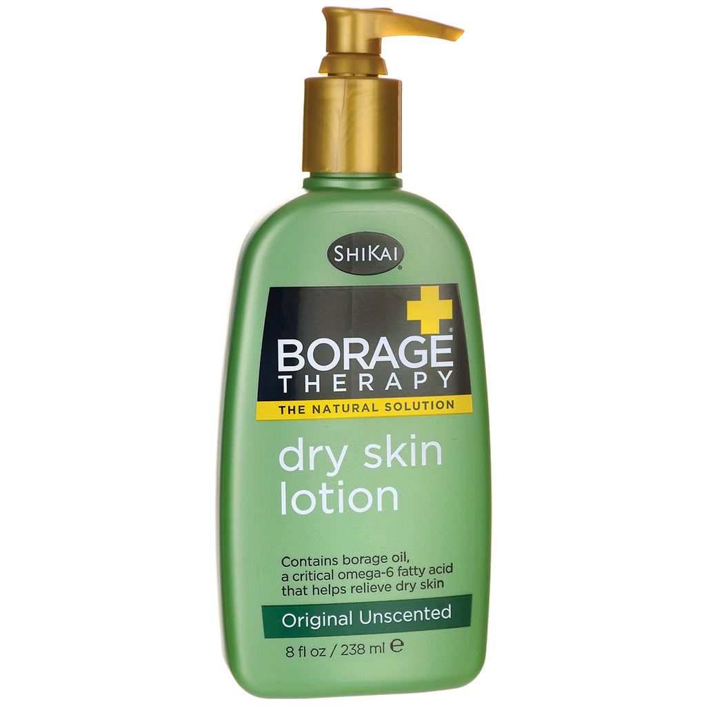 SHK001 | Green pump bottle labeled BORAGE THERAPY dry skin lotion Original Unscented 8 fl oz - Thumbnail