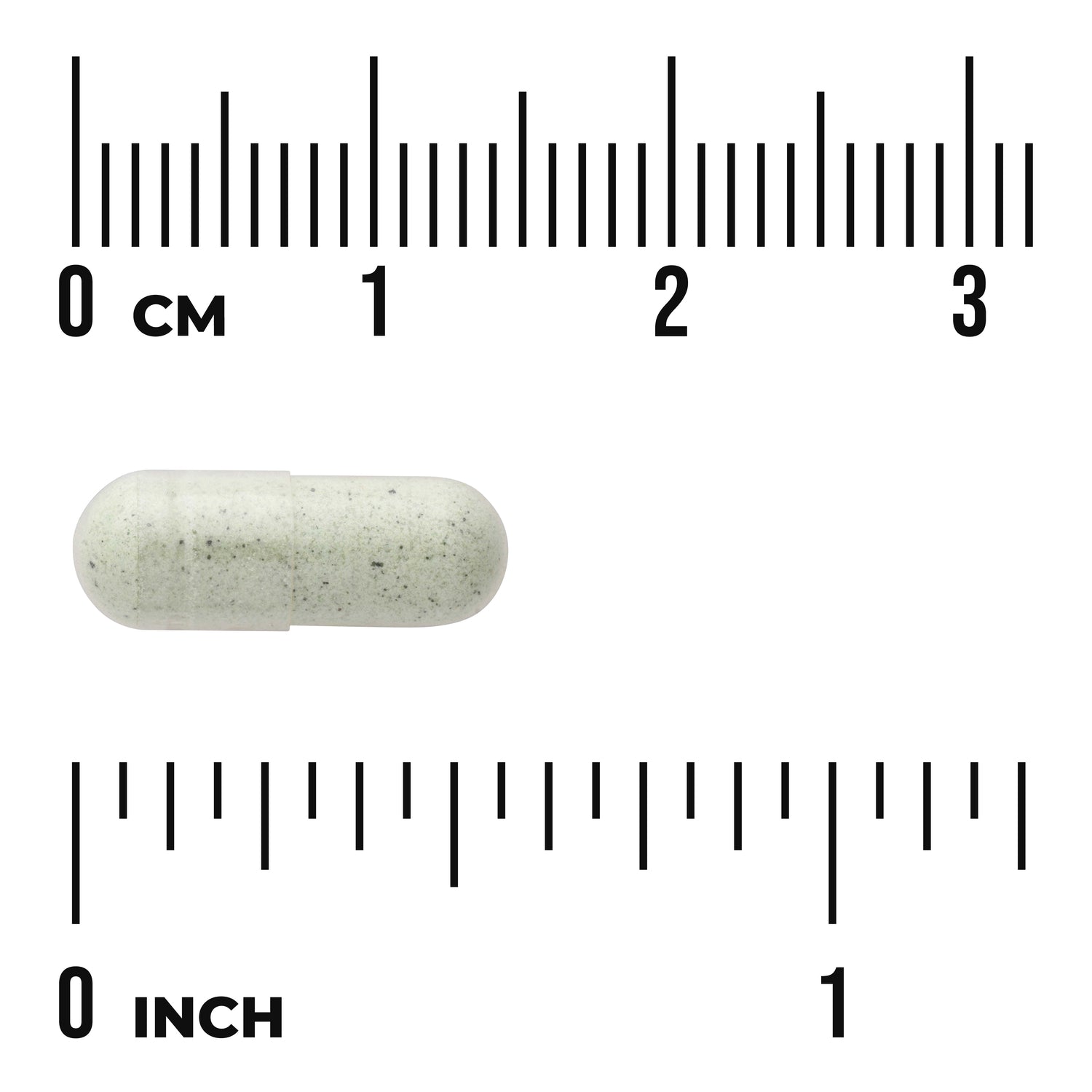 SWH217 | Capsule shown with cm and inch rulers for size