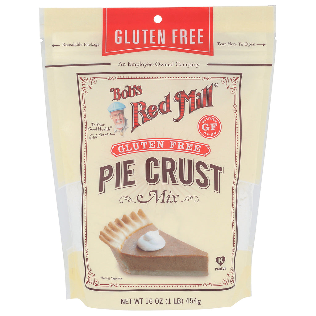 BOB457 | Bob's Red Mill gluten free Pie Crust Mix pouch showing brand logo and a slice of pie - Thumbnail