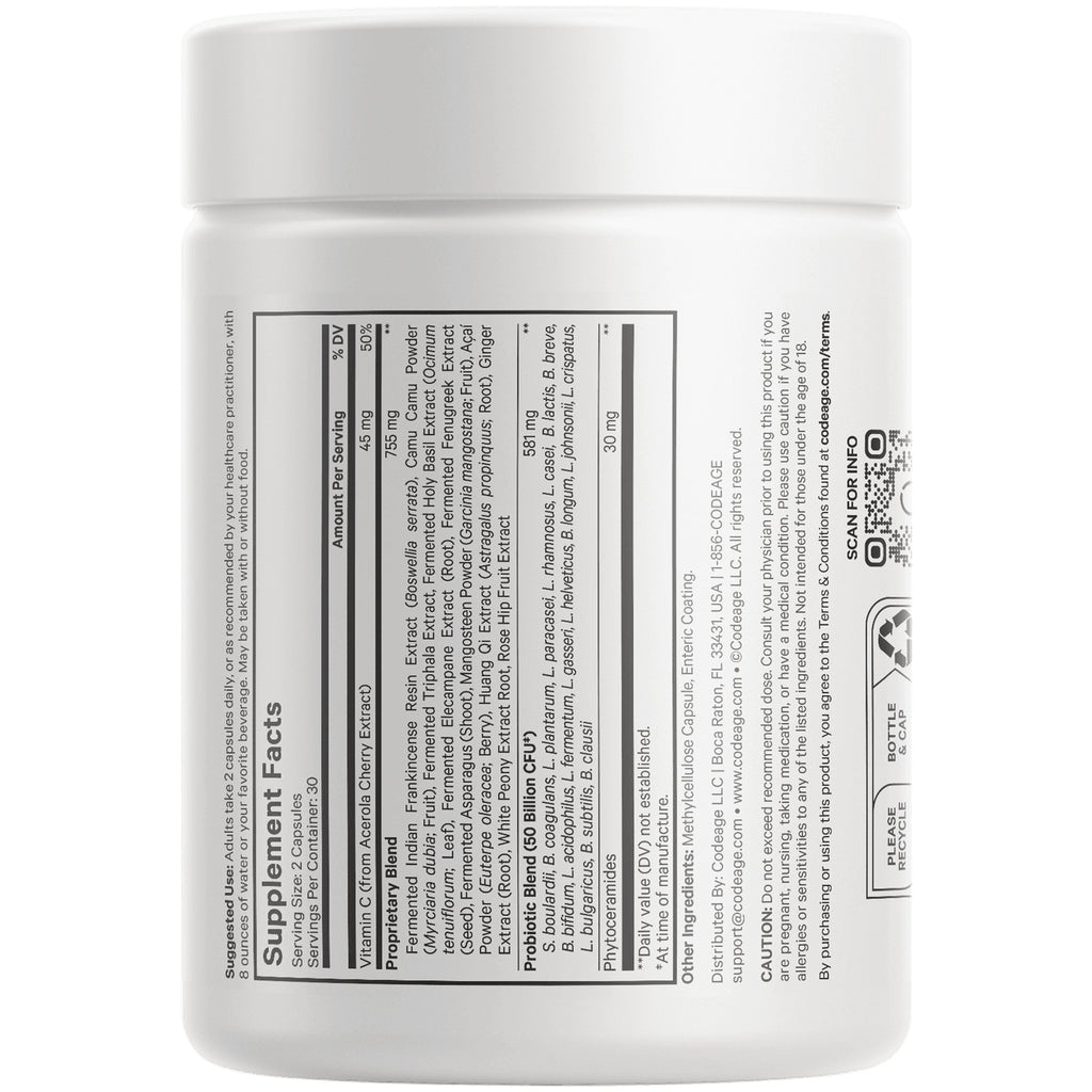 CDG053 | back of white supplement bottle showing supplement facts and ingredients label - Thumbnail
