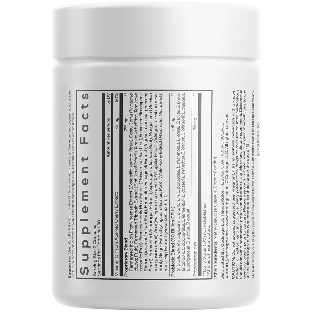 CDG053 | back of white supplement bottle showing supplement facts and ingredients label - Thumbnail