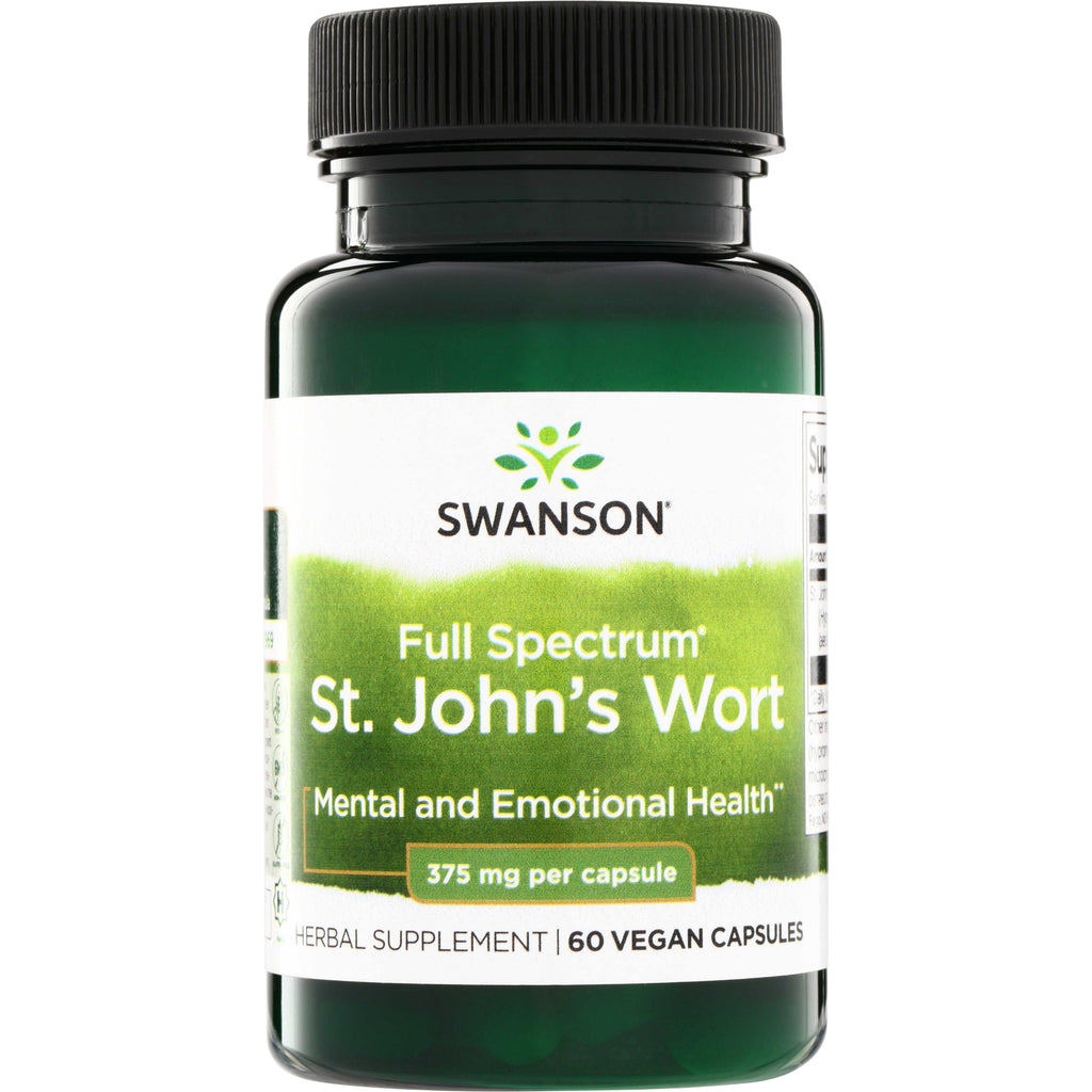 SW1352 | Swanson Full Spectrum St. John's Wort, 375 mg per capsule, 60 vegan capsules bottle front - Thumbnail
