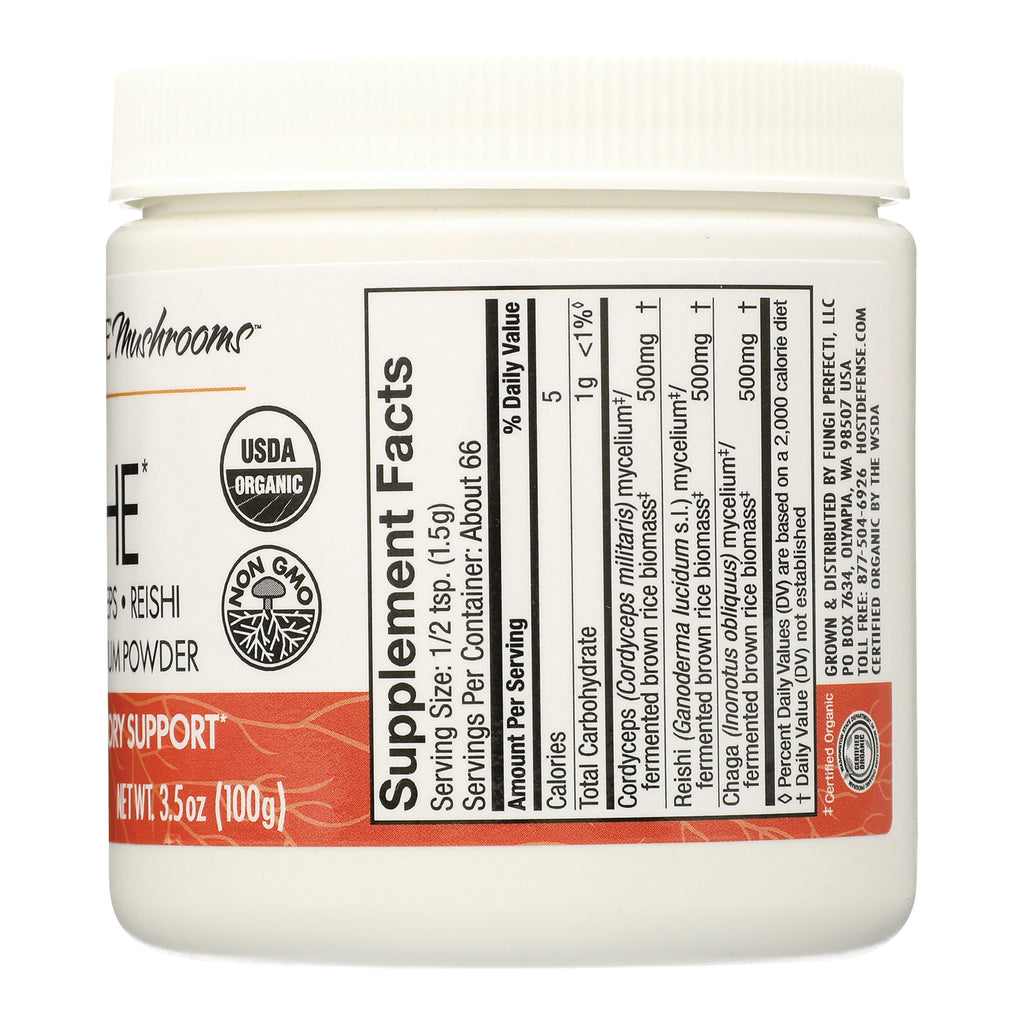 FUN043 | back label with Supplement Facts panel and USDA Organic and Non GMO seals on white jar - Thumbnail