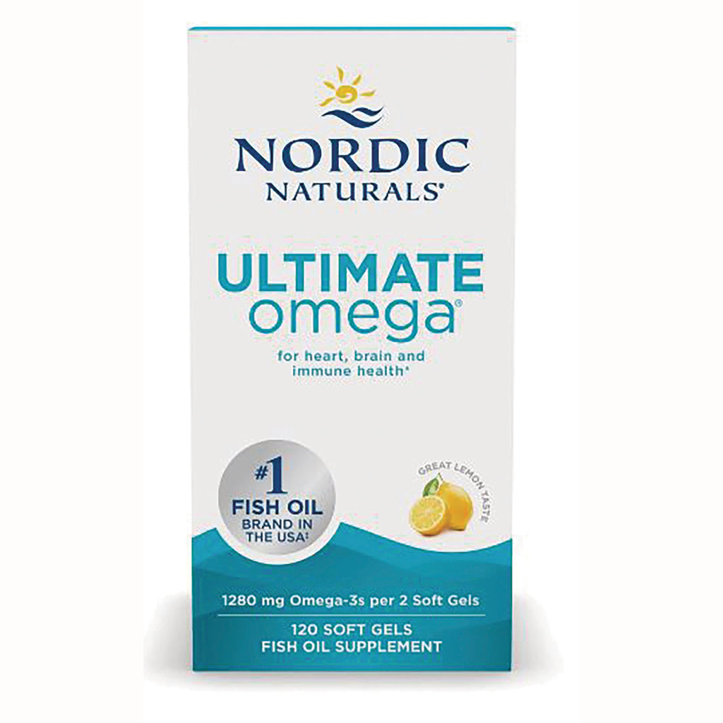 NRN007 | Nordic Naturals Ultimate Omega front packaging, 120 soft gels fish oil supplement, great lemon taste - Thumbnail
