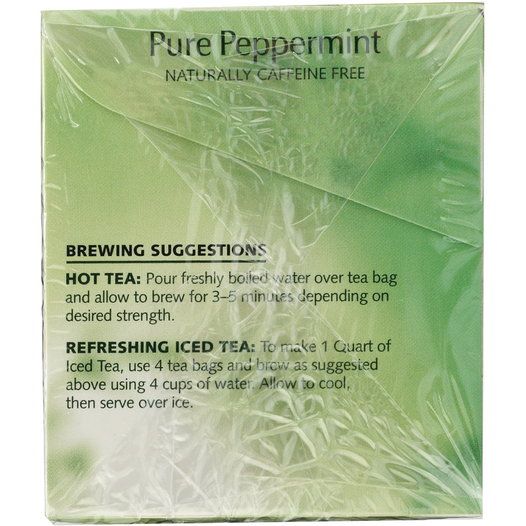 TWN023 | Pure Peppermint tea back panel with Brewing Suggestions for hot tea and refreshing iced tea, naturally caffeine free - Thumbnail