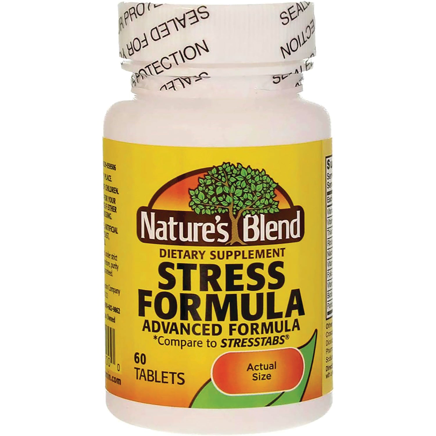 NAB111 | Nature's Blend Stress Formula dietary supplement bottle, 60 tablets, front label