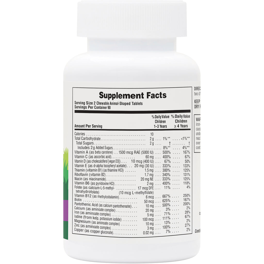NTP011 | Back of white supplement bottle showing Supplement Facts panel with nutrient amounts - Thumbnail