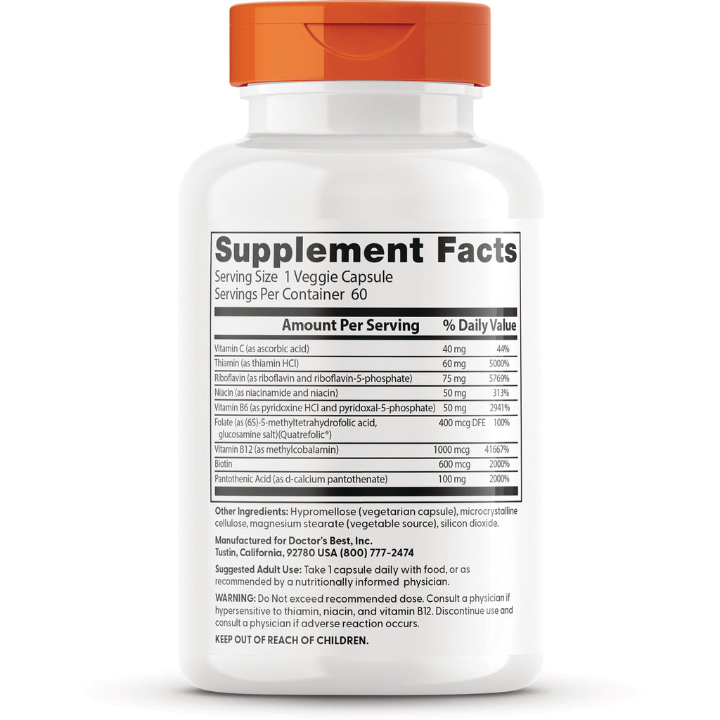DB290 | back of white supplement bottle with orange cap showing Supplement Facts label and ingredients - Thumbnail