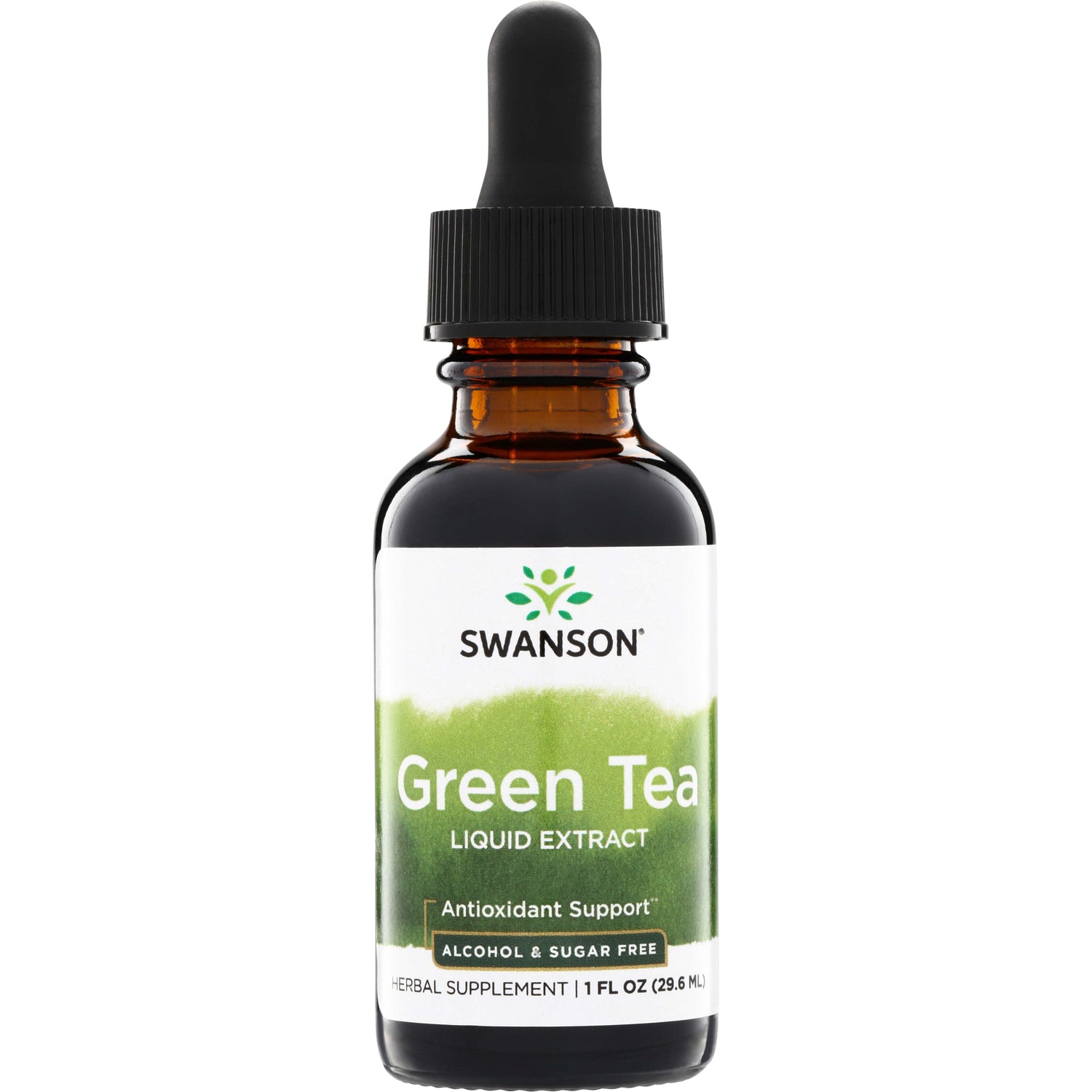 SW1178 | Swanson Green Tea Liquid Extract dropper bottle, 1 fl oz, Alcohol & Sugar Free, Antioxidant Support