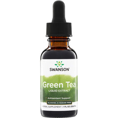 SW1178 | Swanson Green Tea Liquid Extract dropper bottle, 1 fl oz, Alcohol & Sugar Free, Antioxidant Support