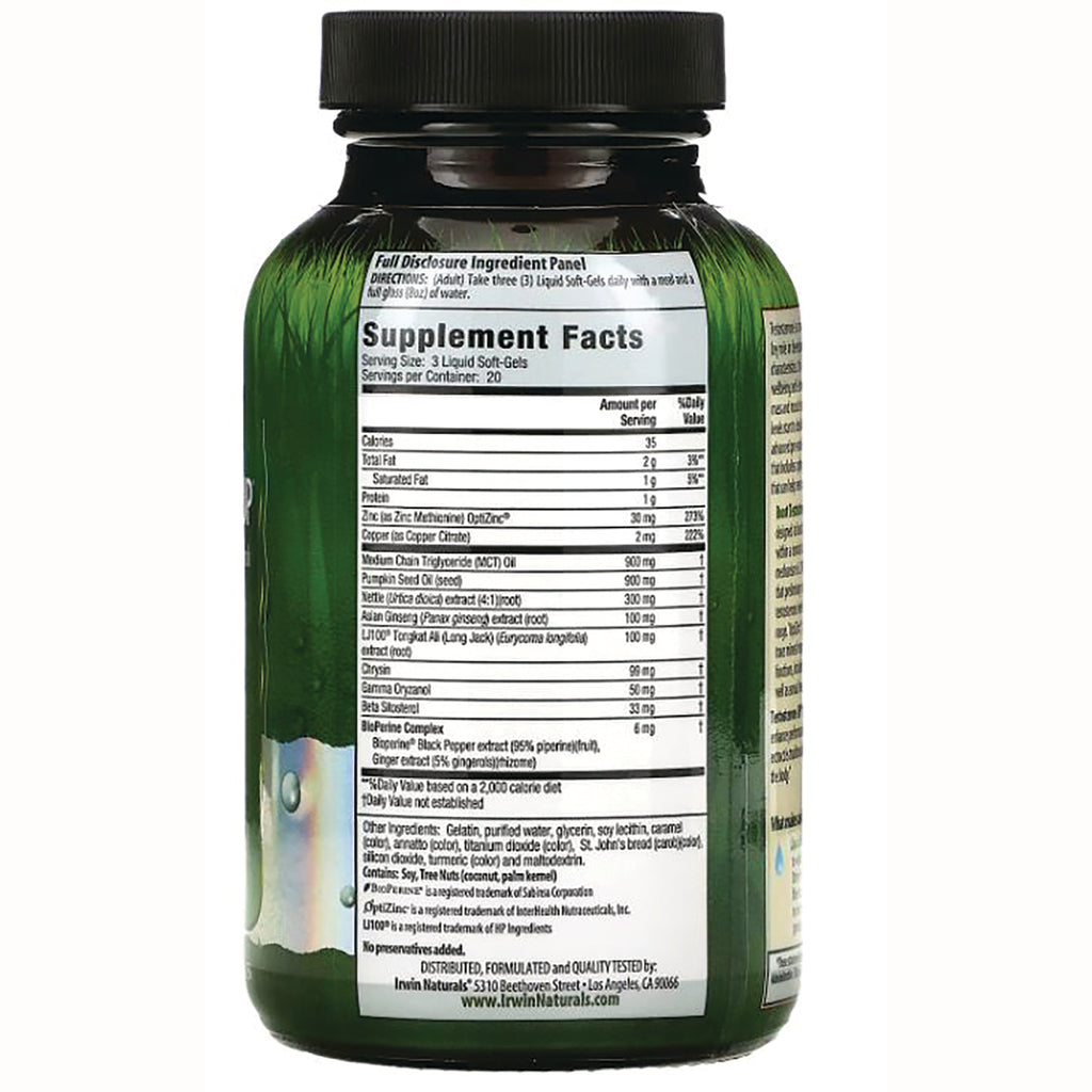 Back of green supplement bottle showing Supplement Facts label with ingredients and nutrition panel - Thumbnail