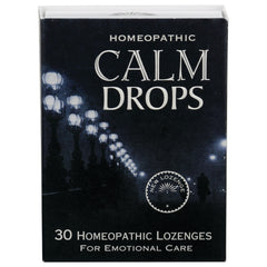 HLR002 | Black box of Calm Drops homeopathic lozenges labeled 30 Homeopathic Lozenges For Emotional Care