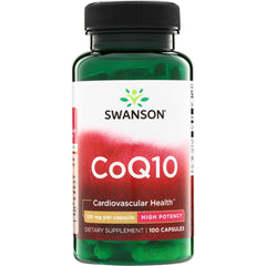 SWU365 | Swanson CoQ10 supplement bottle front, 120 mg per capsule, High Potency, 100 capsules