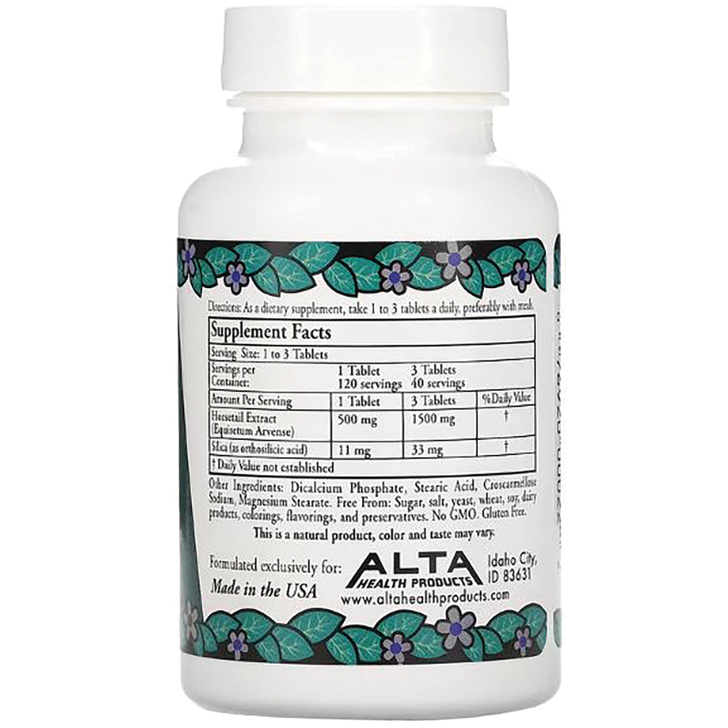 AH022 | Back label of white supplement bottle showing Supplement Facts table and ALTA Health Products logo - Thumbnail