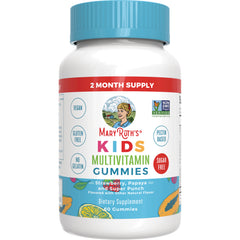 MRR019 | Mary Ruth's Kids multivitamin gummies bottle, front label reading 2 month supply, strawberry papaya and super punch, 60 gummies
