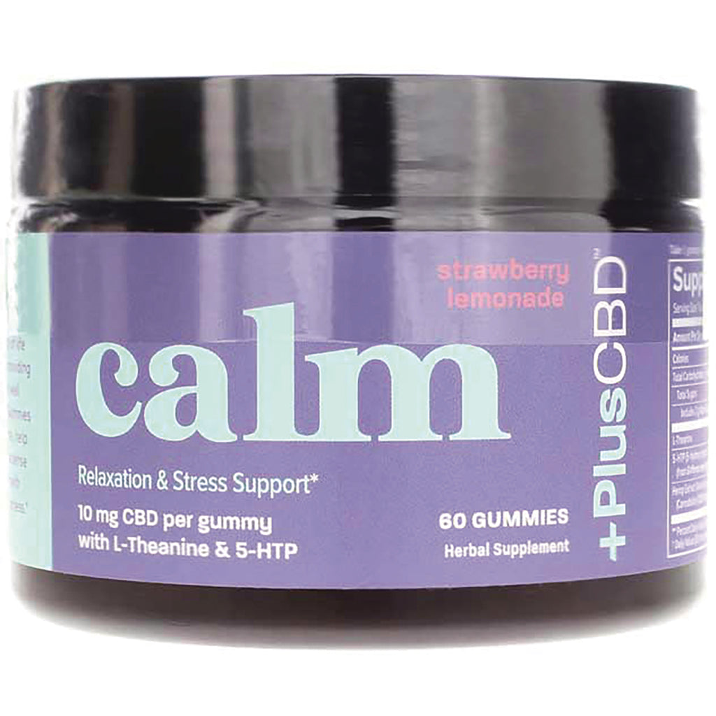 CV043 | jar of Calm strawberry lemonade CBD gummies label showing 60 gummies and 10 mg CBD per gummy - Thumbnail