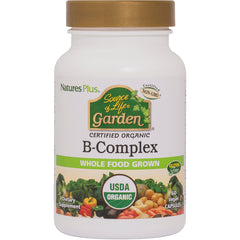 NTP324 | Bottle of Source of Life Garden certified organic B-Complex whole food grown supplement, 60 vegan capsules
