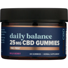 CV049 | daily balance 25 mg CBD gummies wild berry jar front label, 60 gummies