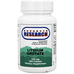 ADR007 | Advanced Research Lithium Orotate bottle labeled 120 mg, 200 tablets dietary supplement