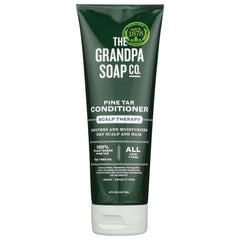 Dark green tube of The Grandpa Soap Co. Pine Tar Conditioner labeled Scalp Therapy front view 8 fl oz