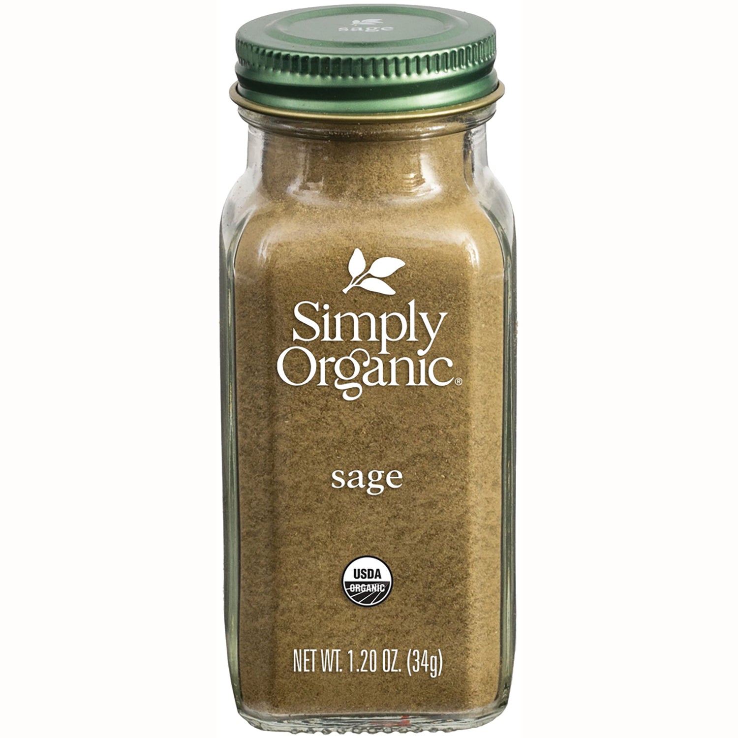 SMP079 | Simply Organic sage seasoning jar, USDA Organic, net wt 1.20 oz (34 g)