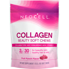 NEC019 | Neocell Collagen Beauty Soft Chews pouch, fruit punch flavor, front packaging showing product name and serving info