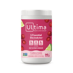 UHP033 | Ultima Replenisher Electrolyte Drink Mix, Cranberry Cosmo, front label with 0g sugar, 0 calories, 0g carbs
