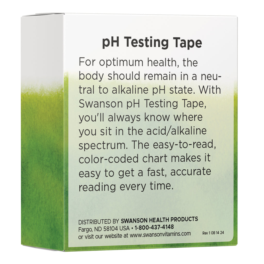 SWB001 | Back of Swanson pH Testing Tape box with usage guidance and distributor info - Thumbnail