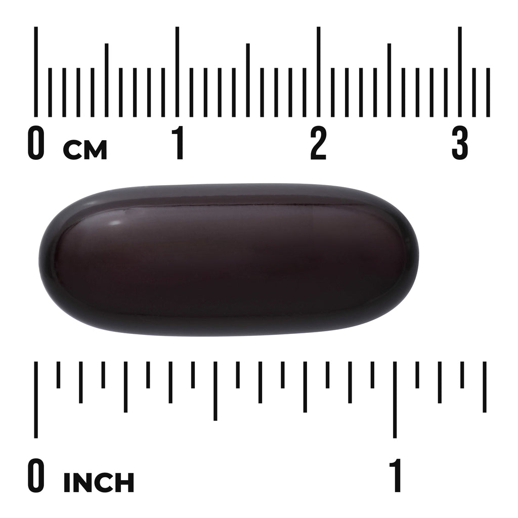SWU155 | Dark oval softgel with inch and centimeter rulers for size reference - Thumbnail