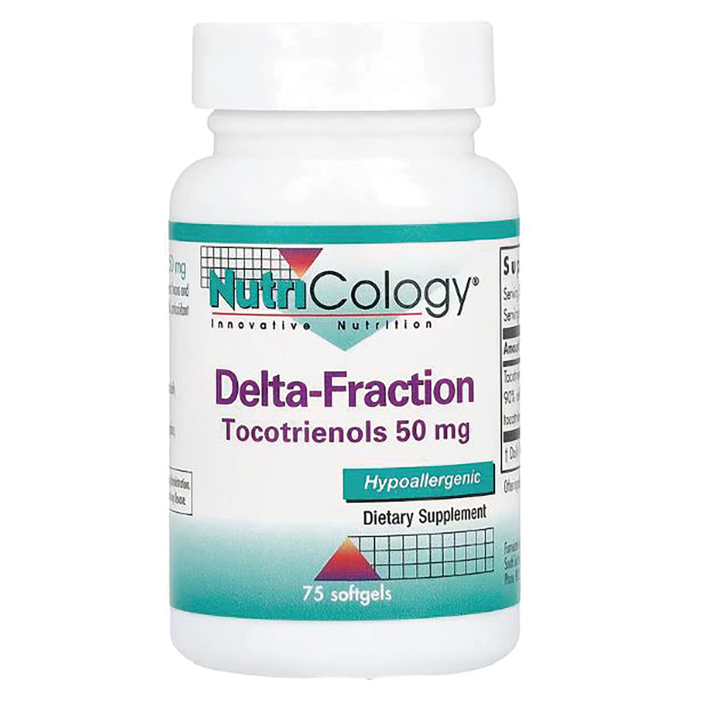 NCL031 | White bottle of NutriCology Delta-Fraction tocotrienols 50 mg dietary supplement, 75 softgels, hypoallergenic - Thumbnail